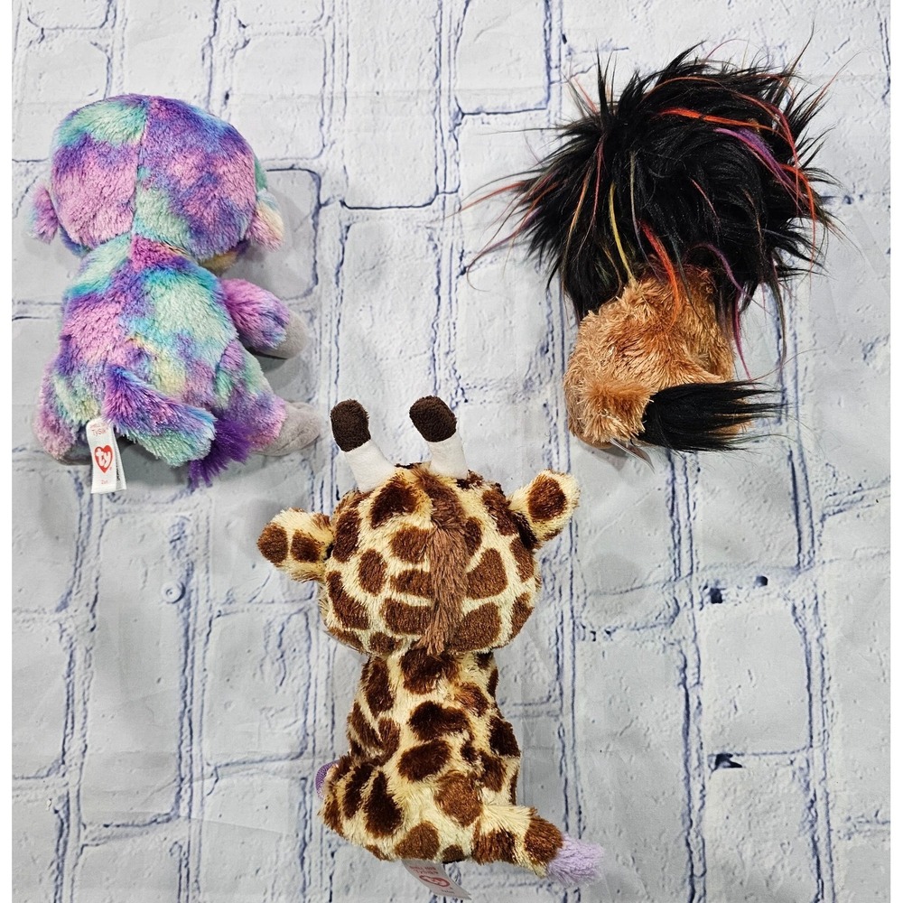 LOT OF 3 Ty Beanie Boos Safari Giraffe Ramsey Lion Zuri Monkey 6" Plush - Picture 12 of 13